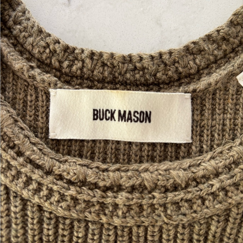 Buck Mason Ribbed Sweater Tank Taupe Cotton Knit High Neck Small - Picture 9 of 10